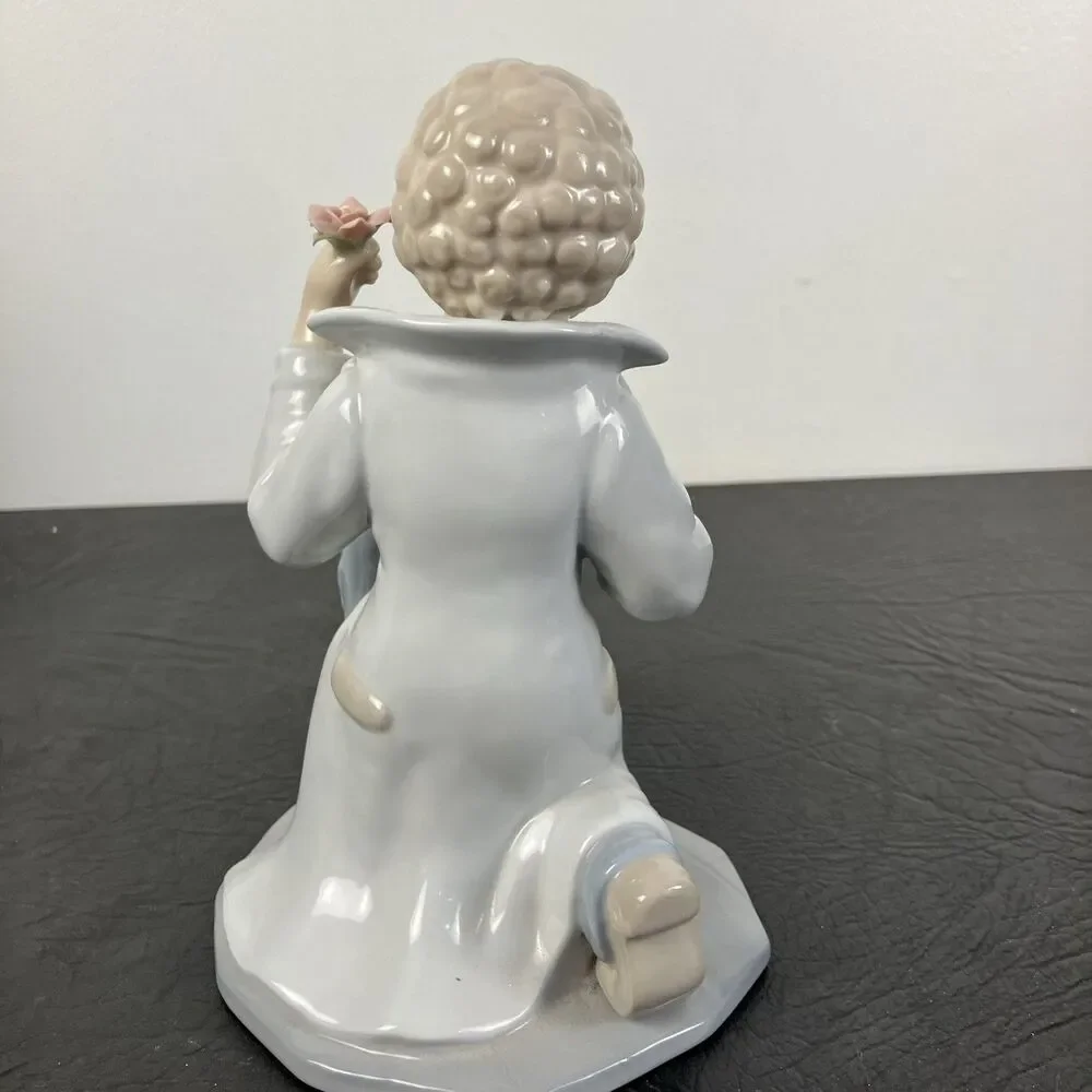 Vintage Porcelain Clown Figurine 2000 YH Seated with Rose Hat Pastel Gloss HTF